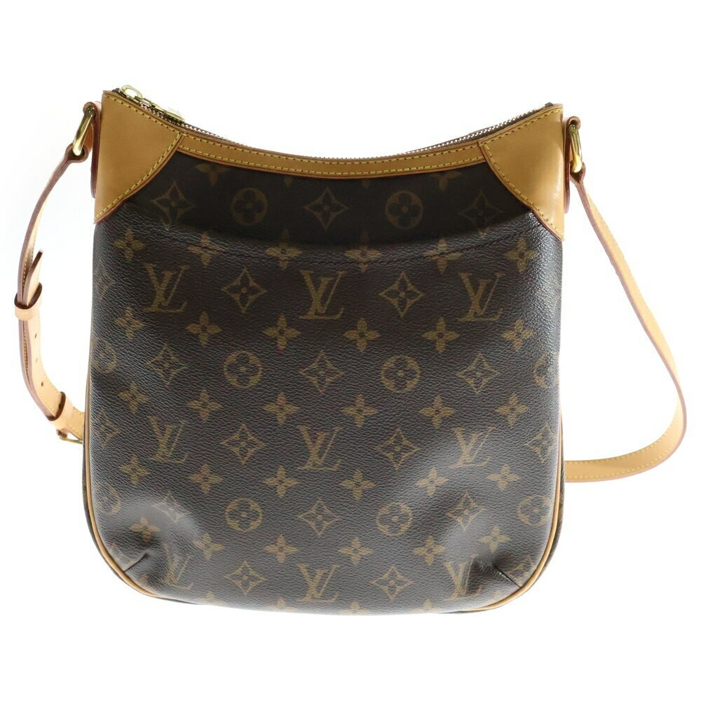 LOUIS VUITTON Monogram Odeon Shoulder Bag Brown Leather